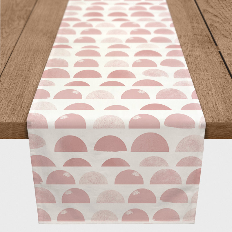 Chemin de table abstrait 4 demi-cercles bleus, Rose