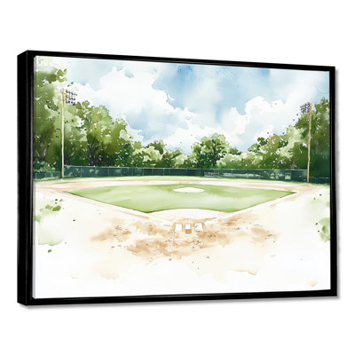 Watercolor Baseball Field Horizon - Sport Baseball Wall Décor