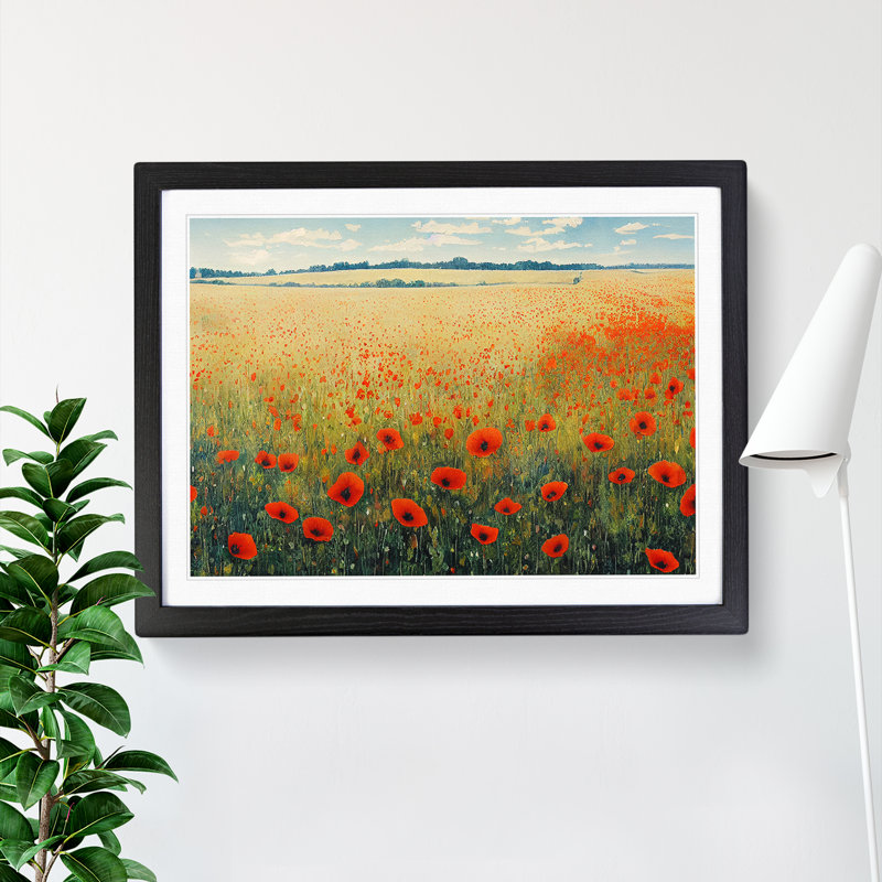 Poppy Field Watercolour - Framed Print