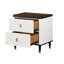 Table de chevet 2 tiroirs blanche et brune avec port USB