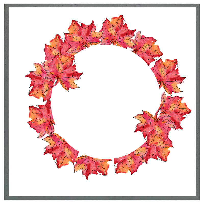 Lincolndale Autumn Reath - Single Picture Frame Print, 51cm H x 51cm W x 4cm D, Grey Framed