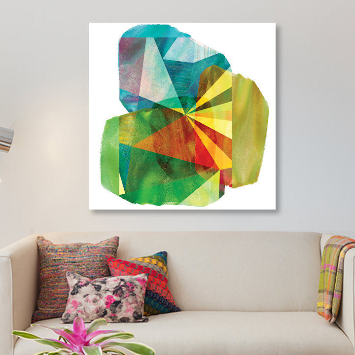 « geo mono block ii », impression sur toile, H 37 po x l 37 po x P 1,5 po, Toile avec cadre noir, Pas de tapis