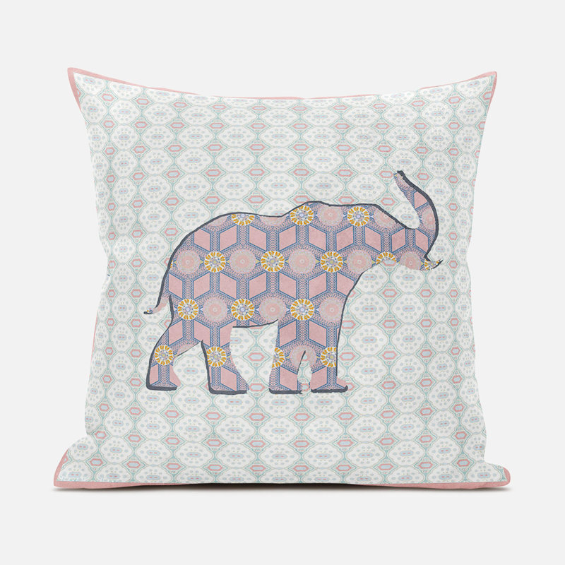  Housse et insert de coussin carré en polyester intérieur / extérieur, 18 po x 18 po, Rose / Vert / Brun