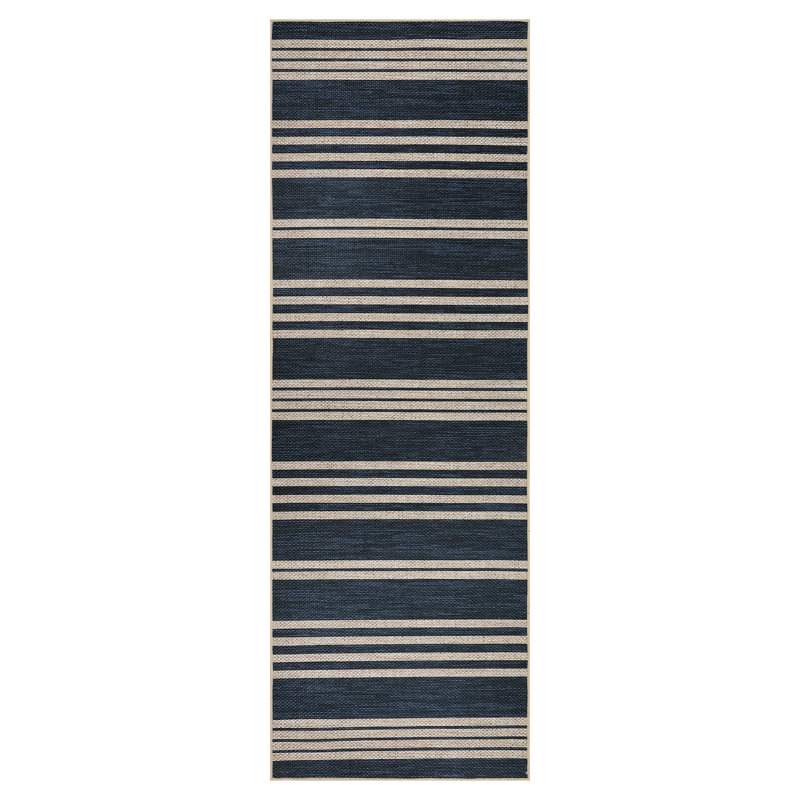 Stripes Easy Jute Hallway Runner Rug 2x6 Non-Slip Modern Geometric Bedside Rug Runner Floor Cover Outdoor Accent Runners for Entryway Laundry Bedroom Kitchen Patio Stripes Navy