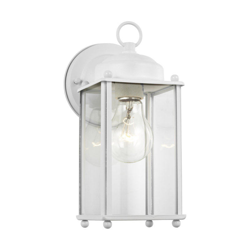New Castle Large One Light Outdoor Wall Lantern from Generation Lighting , White, White/Clear, No