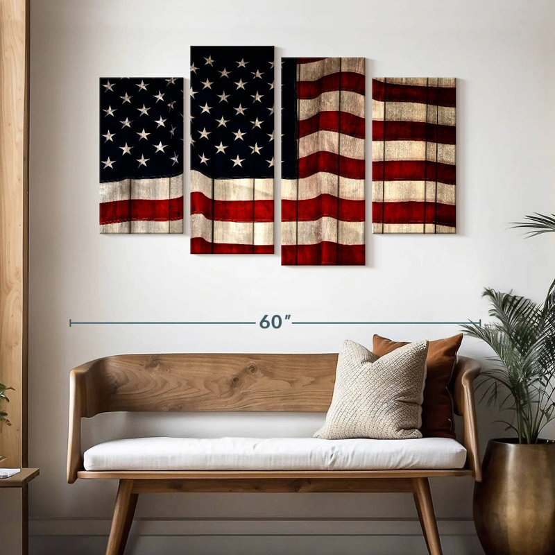 Borges Wavy Wooden USA Flag