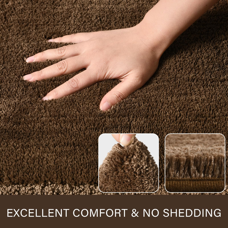 2 Piece Set Rectangle/u-shaped Bath Mat , Light Brown