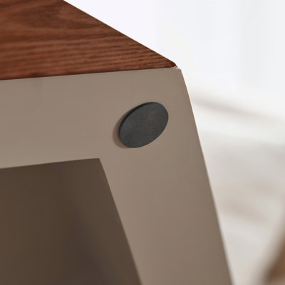 Table basse cylindrique en placage de bois massif avec rangement pour le salon, la chambre à coucher et le bureau