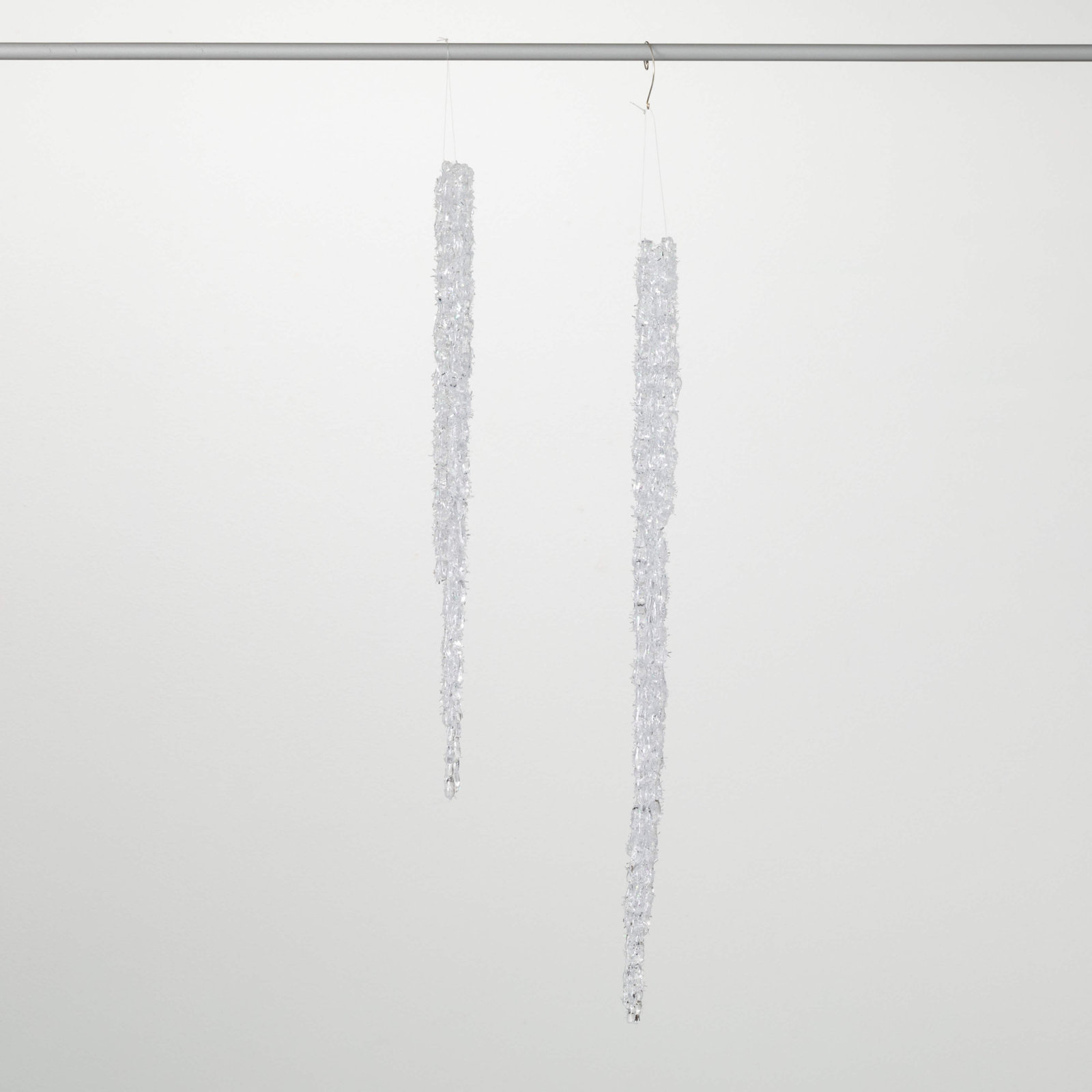 18" & 24" Christmas Oversized Icicle Ornaments Set of 2, White