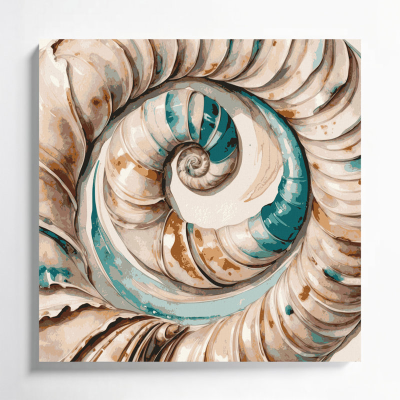 Art mural sur toile beige, collection Coastal Conch, H 12 po x l 12 po