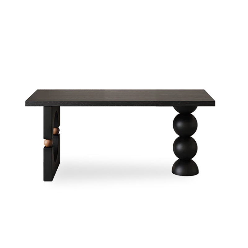 Black + Nut-brown Rectangular Solid Wood desk, 29.53" H x 70.87" W x 23.62" D