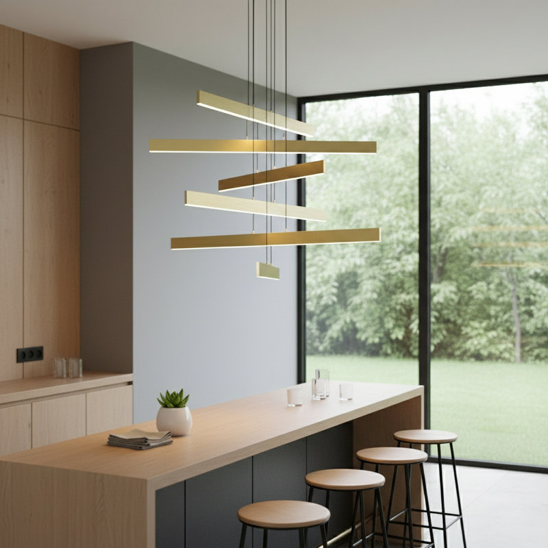 Éclairage d'escalier de 43,7 pouces à DEL, Doré, 8500 lumens, 6