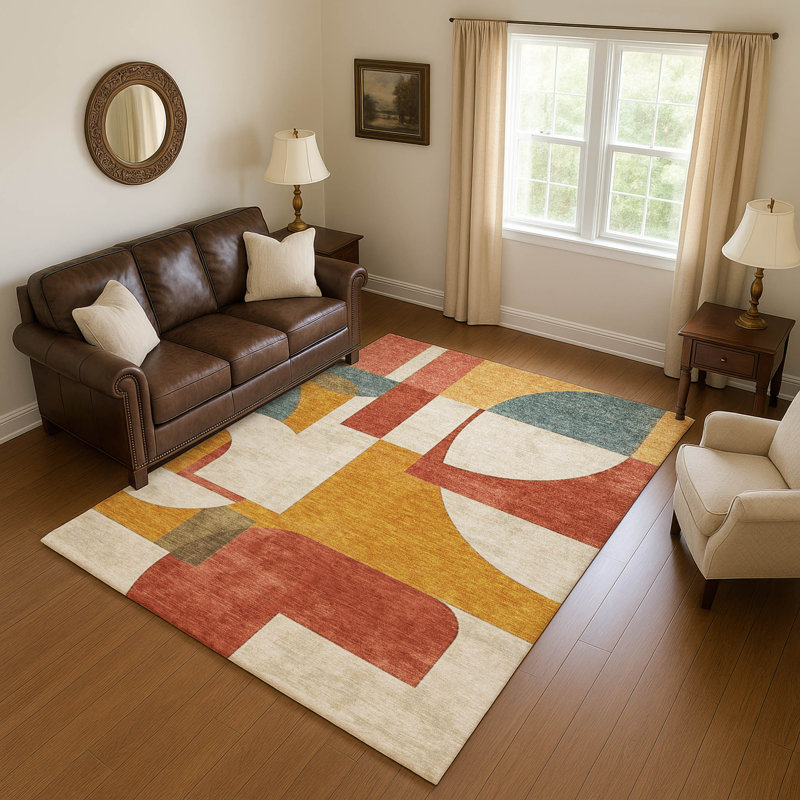 Tapis Mid-Century Premium lavable à la machine Mehara AMF1692, Rectangle 2 pi 6 po x 3 pi 10 po