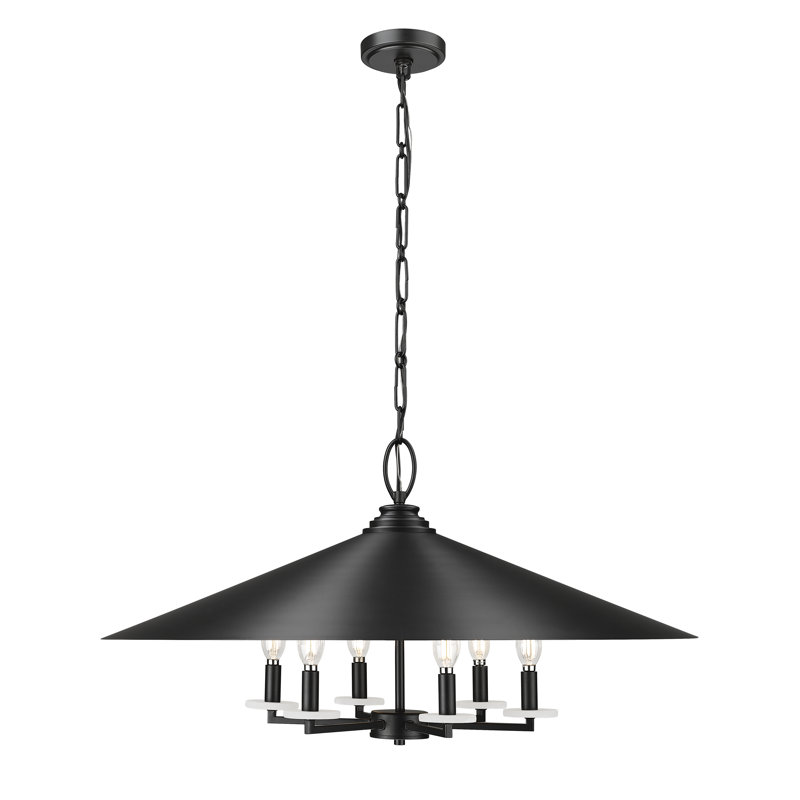 Luminaire suspendu 32 pouces Martenous, Noir mat, Noir; or