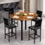 Ensemble de table de salle à manger 4 pièces à hauteur de bar ronde, plateau de table en faux marbre blanc avec structure en métal noir, 4 tabourets de bar recouverts de velours, ensemble de table bistro peu encombrant pour petit coin-repas-2058388648-2058388663