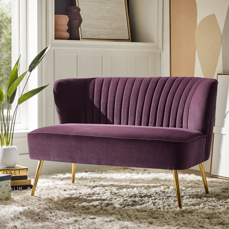 Euclid 47" Velvet 2-Seat Armless Loveseat, Purple
