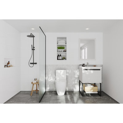Ensemble de meuble-lavabo de salle de bain simple monté à deux pouces 24 po Riey