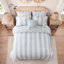 Ensemble de literie bleu pour lit double et queen, couette à volants en microfibre pour chambre à coucher