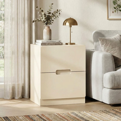 Modern 2-Drawer Nightstand with Cutout Handle