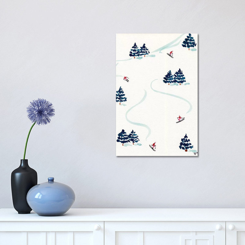 Little Skiers 1 Piece Painting on Canvas, 45.72cm H x 30.48cm W x 1.91cm D, Wrapped Canvas