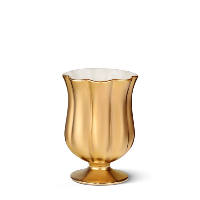 Pauline Small Vase, Gold, 6.3" H x 4.4" W x 4.4" D