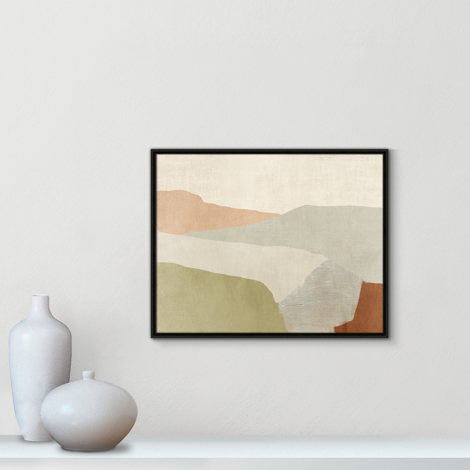 Pastel Views - Floater Frame Painting on Canvas, 23.5" H x 29.5" W, Espresso