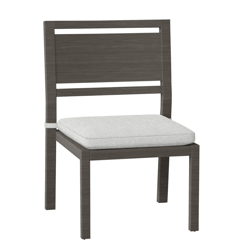 Avondale Patio Dining Side Chair with Cushions, Slate Grey, Welt, Bali Pearl