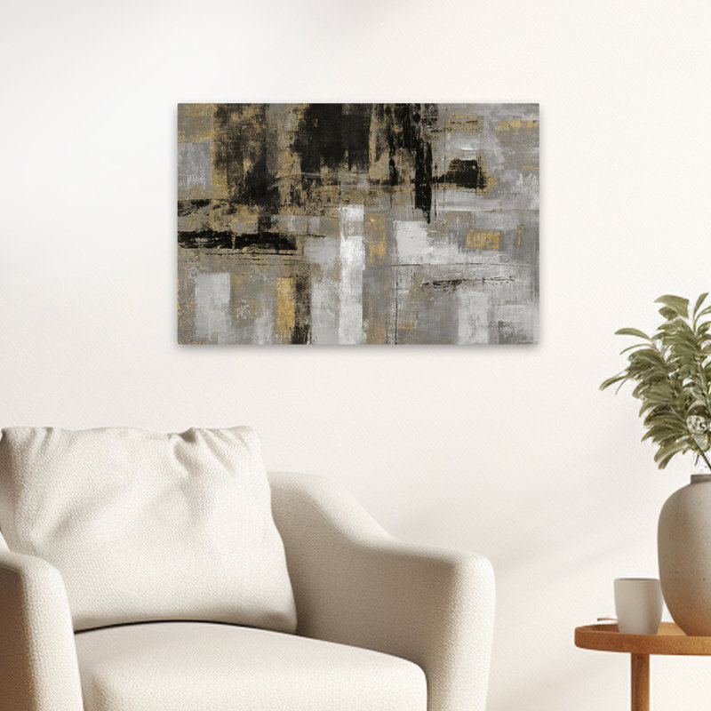 Smoky Harbour Sunset - abstrait noir gris, H 24 po x l 16 po