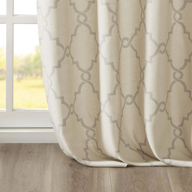 Panneau de rideau à œillets Frwork, L 50 po x L 63 po, Beige/gris