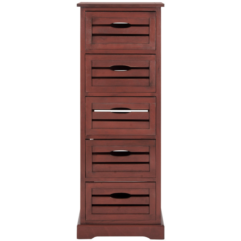 Commode 5 tiroirs Aliaya, Rouge