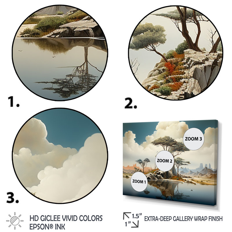 «Mind-Blowing», art mural paysage abstrait, Cadre d'angle fermé noir, H 34 po x l 44 po x P 1,5 po