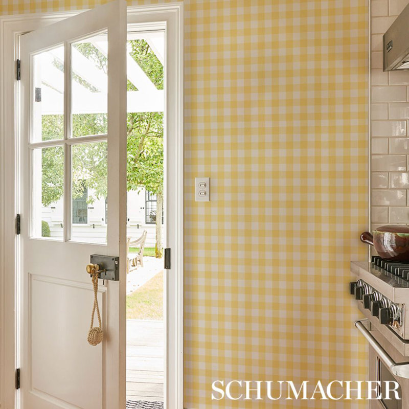 Willa Check Small Wallpaper, Yellow