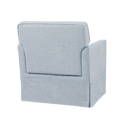Paula Slipcover Accent Chair with Track Arms & Tailored Skirted Base, Light Blue