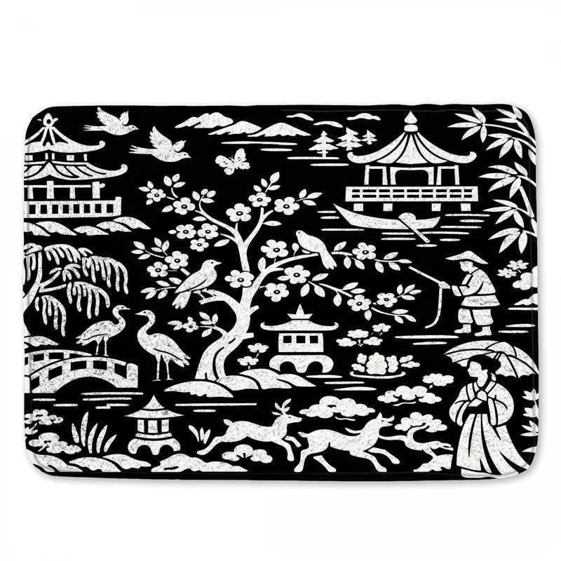 Tapis de bain Asian Scenic Landscape, 24in W x 17in L