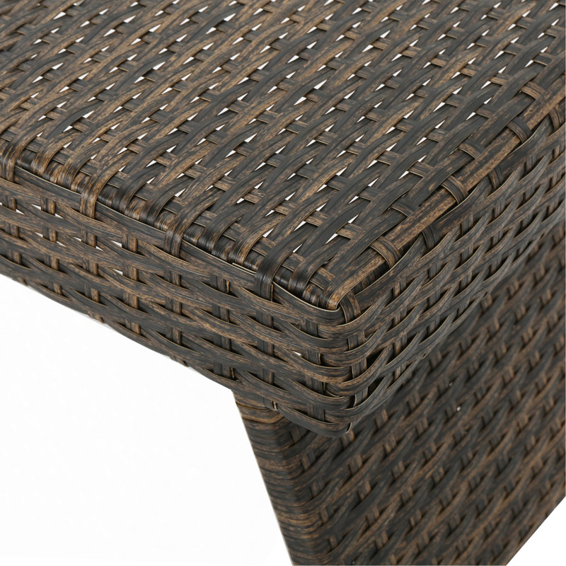 PE Wicker Snack Table, Mocha Gray