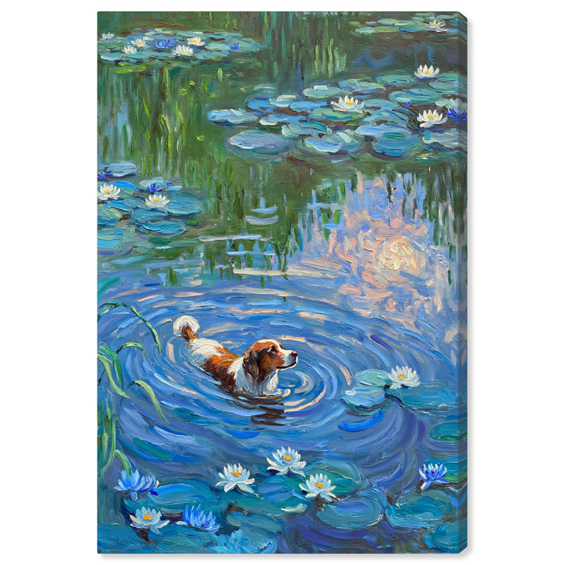 «Lily Lagoon I», art moderne classique sur toile par Art Remedy, H 15 po x l 10 po, Toile tendue avec châssis