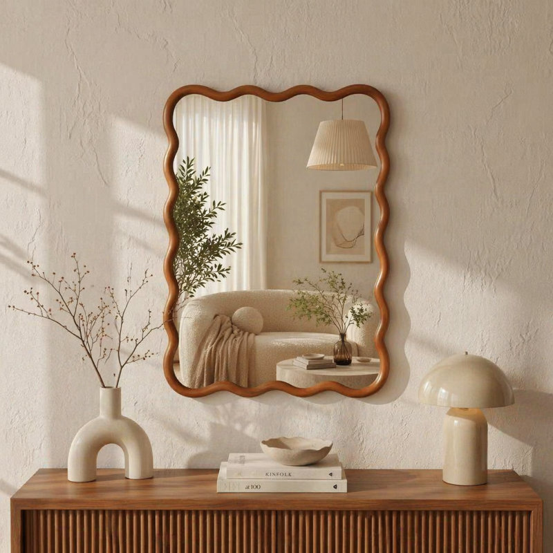 Miroir décoratif Wavy, 30 po x 40 po, Brun