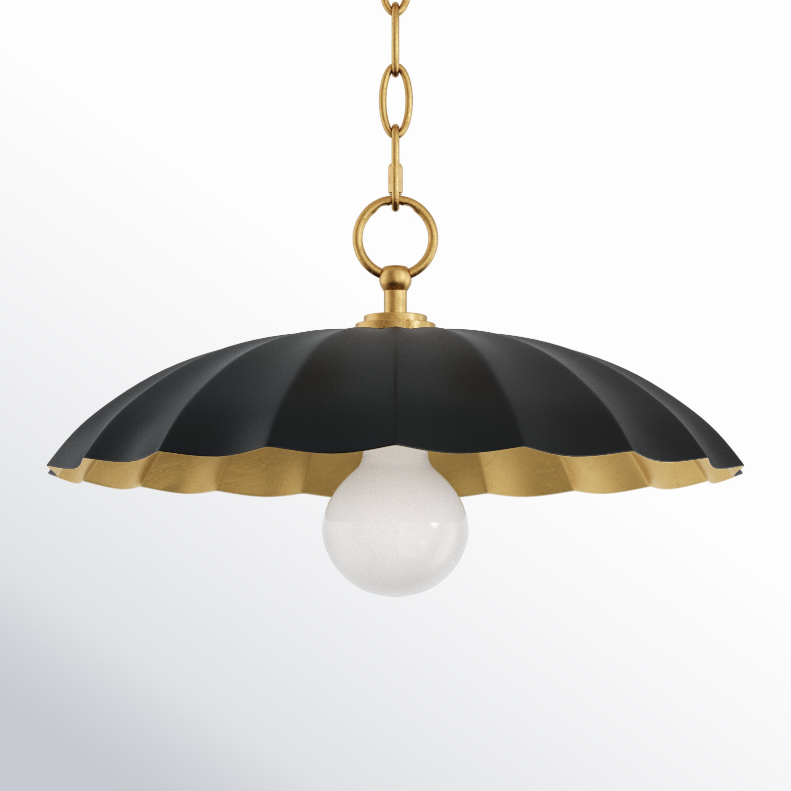 Granduca Single Light Steel Gold Pendant, Black