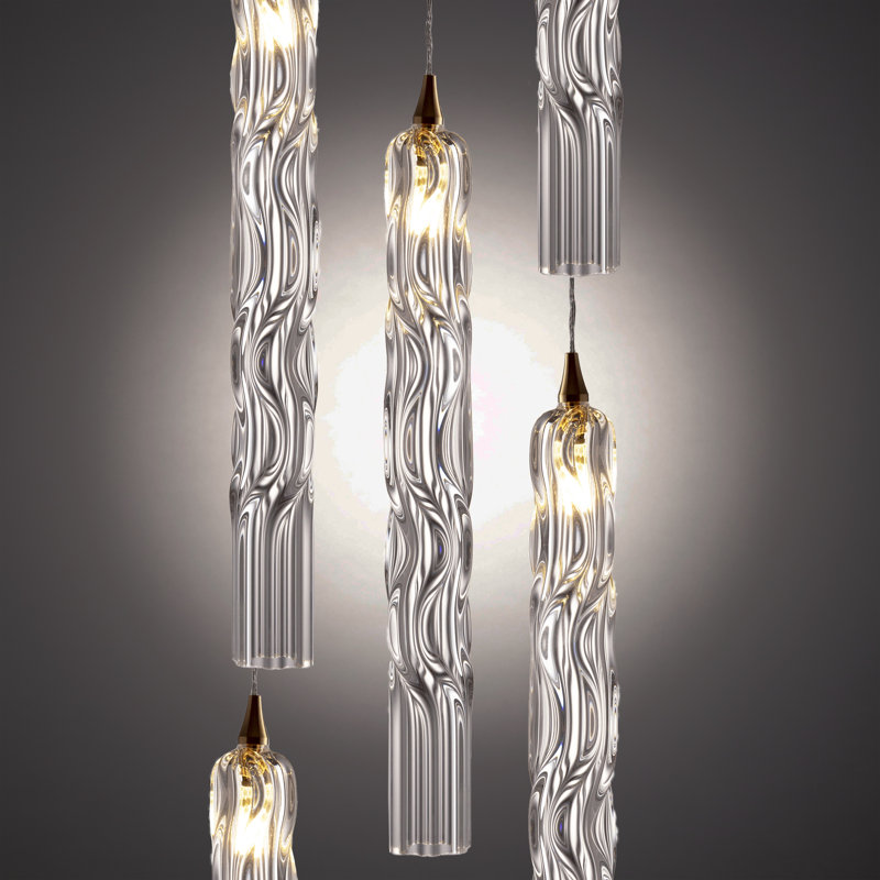 Crystal Falls 5 - Light Pendant, Brass