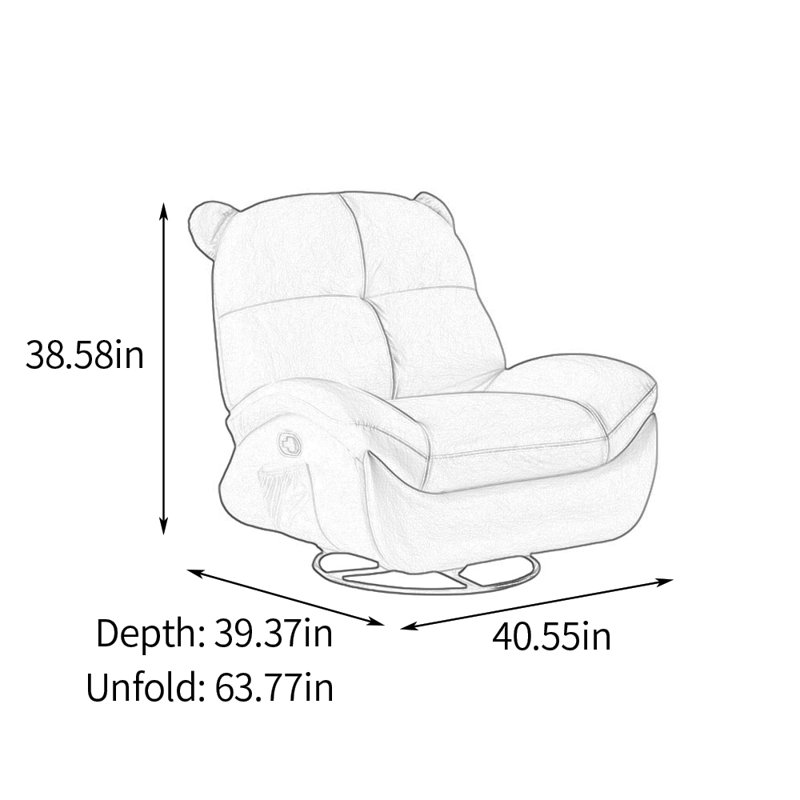 Ergonomic Swivel Recliner with Storage Pocket, Cyan