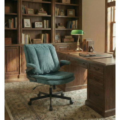 Ergonomic Cross-Legged Office Chair  With Adjustable Armrest& 360° Swivel For Home Office，350lbs Capacity