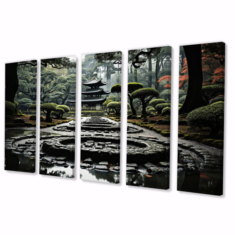 Impression sur toile tendue 5 pièces Japon Art Zen Garden Serenity IV