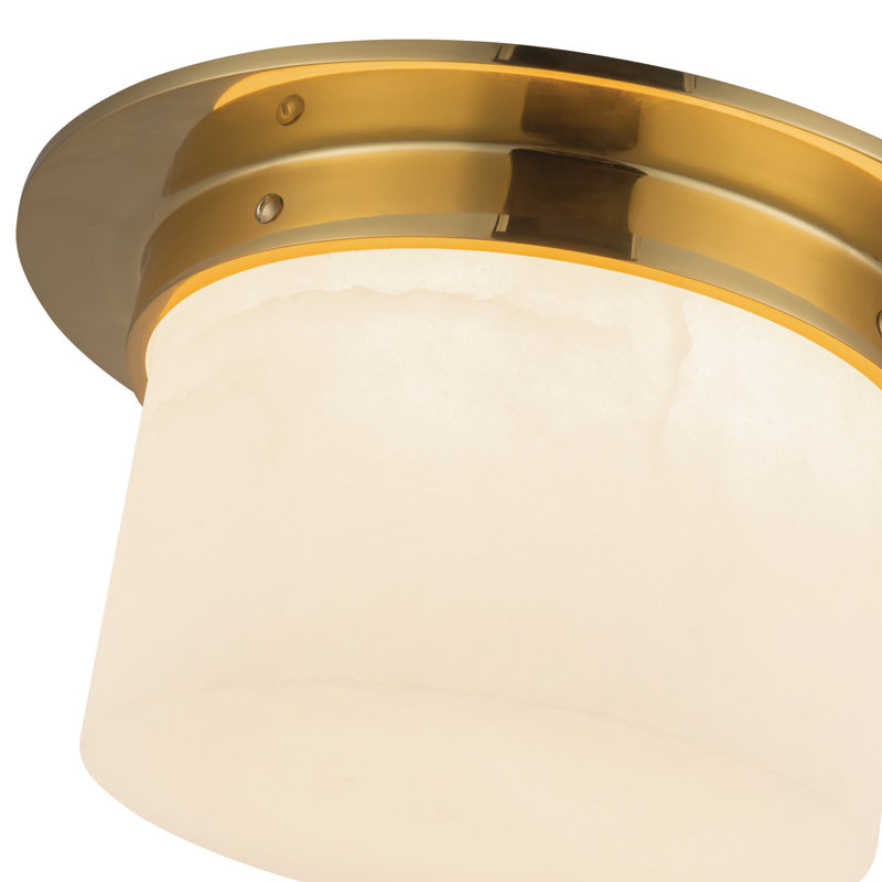 Mineral 11-in Brass Flush Mount, Alabaster, Brass