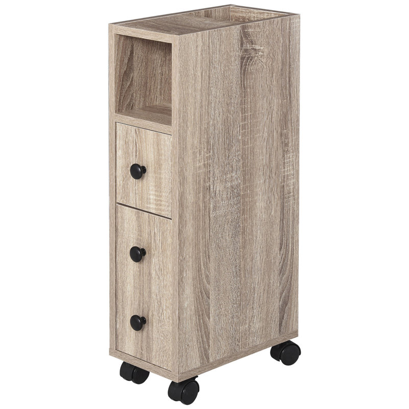 Freestanding Compact Design Bathroom Cabinet With Ample Storage, Rolling Wheels, And Durable Construction For Small Spaces