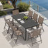 Ensemble de table de patio en métal pour 8 personnes avec chaises pliantes et trou pour parasol
