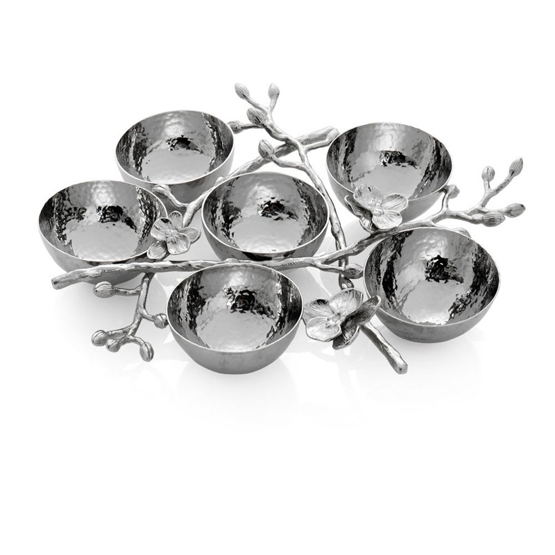Orchid Seder Plate, Silver