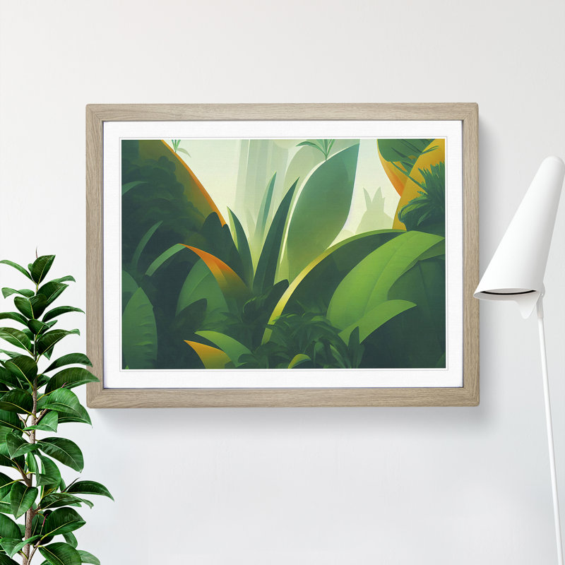 Deep In The Jungle - Single Picture Frame Print, 46cm H x 64cm W x 2cm D, Oak Framed