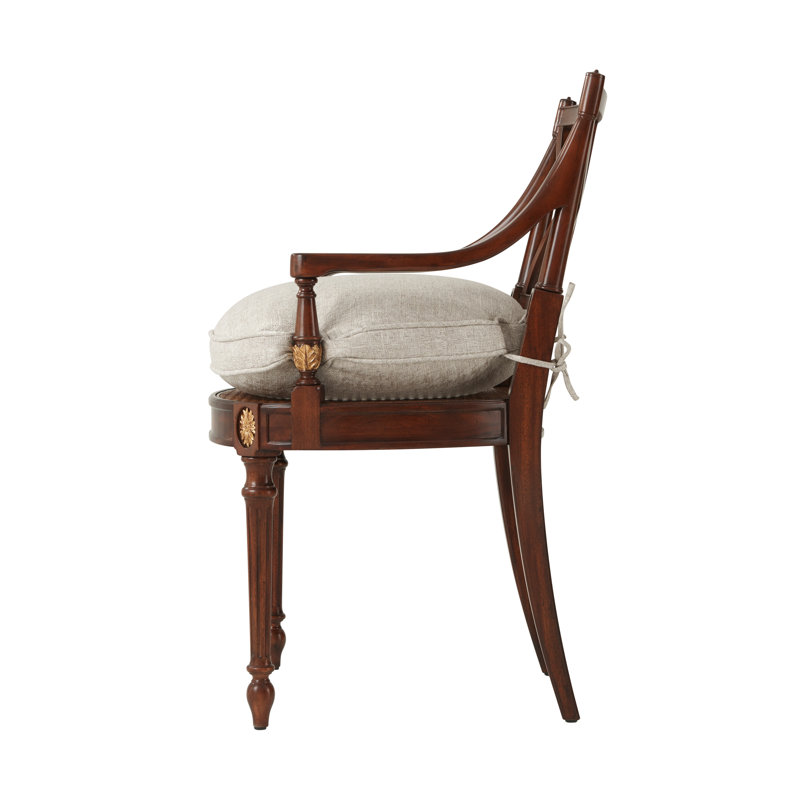 Sheraton's Solid Wood Arm Chair, Barley Houndstooth, Brown
