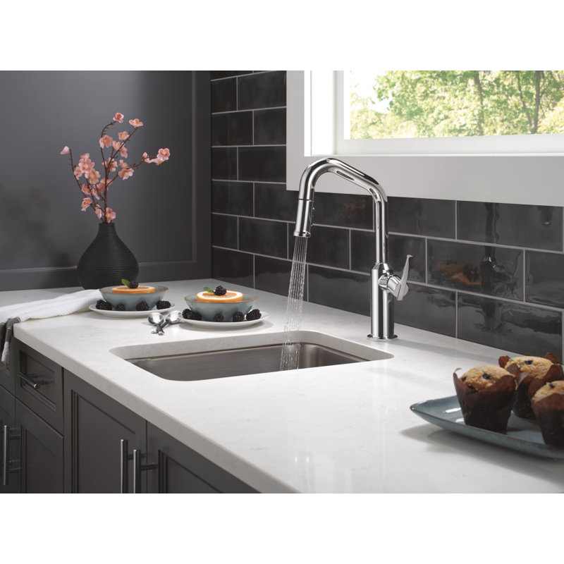 Single Handle Pull-Down Bar/Prep Faucet, Lumicoat Chrome
