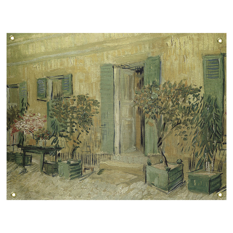 Entrée d’un restaurant dans un tapisserie asnieres Browerville, H 37,5 po x l 27,5 po, Jaune